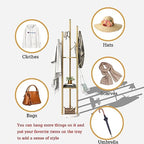 Gold Coat Racks Freestanding with 9 Hooks, Metal Coat Stand with Heavy Marble Base, Entryway Coat Tree Hanger, Purses Racks - style: Coat-13''W