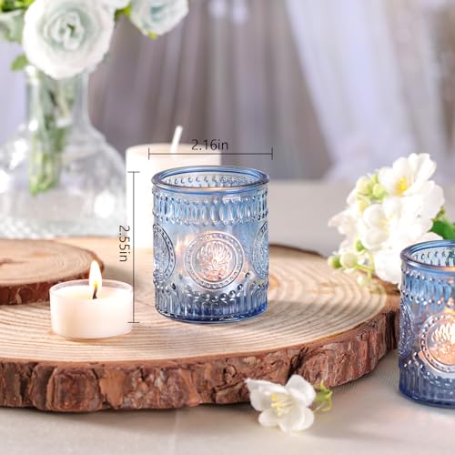 MATAHUM 36 Pcs Blue Votive Candle Holders, Tea Light Candle Holders for Wedding Centerpiece, Glass Candle Holders for Table Centerpiece, Home and Party Decorations - color: Blue, size: 36pcs