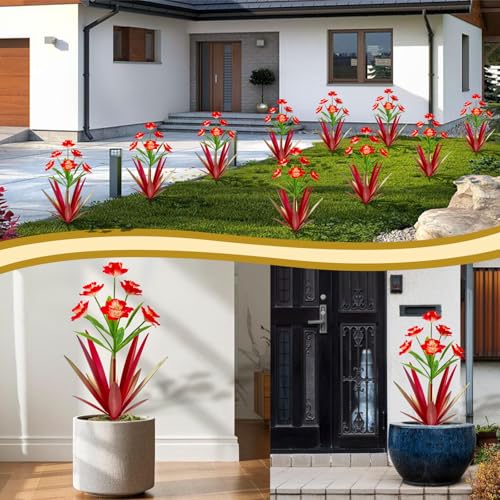 Homight Metal Agave Plant Outdoor Decoration Outdoor Garden Decoration Daffodils Flowers Mexican Yard Art Daffodils Flowers Decorative Garden Gift (2 Big red Daffodil) - color: 2 Big Red Daffodil