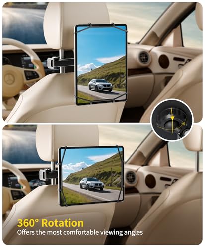 FANGOR Tablet Holder for Car - [3 in 1 Adjustable Extension Arm] Upgraded iPad Holder for car Backseat with Holding Net, Road Trip Essentials for Kids, for 4.7-13" iPad Pro, Air, Mini, Fire HD, Phone - size: 1 Pack - fit for 4.7-13" tablet and phone