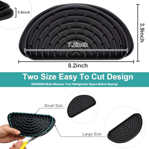 Silicone Refrigerator Drip Tray Catcher 2 packs.Protects Ice and Water Dispenser Pan From Spills,Fit Refrigerator Water Tray, Recycle and Dry Quickly (Semi-Circular, Black+Grey) - size: Semi-Circular