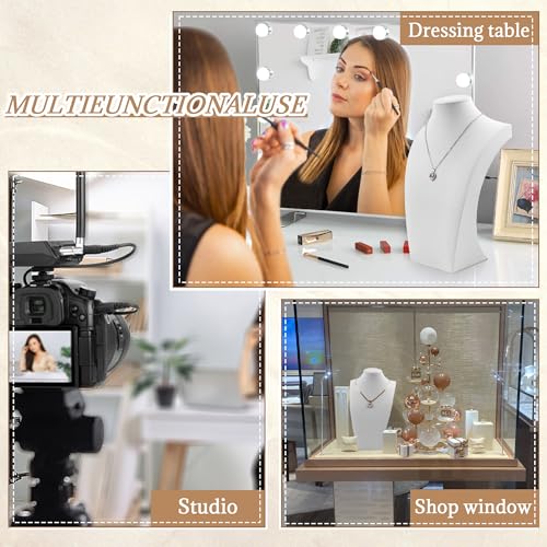 Homeanda Necklace Display Bust - PU Leather Jewelry Bust Stand for Photography, Boutique Display, and Home Organisation(White-13.4"x8.2") - color: White, size: 13.4"x8.2"