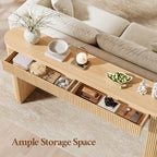 Itaar 63" Fluted Console Table with 2 Drawers, Modern Entryway Table with Storage, Long Sofa Table Behind Couch for Living Room, Hallway, Couch, Foyer, Oak - color: Oak
