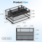 Daltack 3-Tier Desk Organizer with Handle, Mesh Paper Organizer with Pen Holders & Adjustable Compartments & A4/Letter Paper Trays for Home Office Supplies, Black - color: Black With Pen Holders