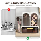INVSSENE Stackable Makeup Organizer Countertop, Storage Perfume Skincare Cosmetic Lipstick Face Mask Makeup Brush Palettes, Ideal for Vanity Bathroom Counter - color: Coffee+White 3515