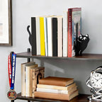 BEISE Book Ends Gifts for Cat Lovers, Decorative Metal Cat Bookends for Bookshelf & Desk, Cute Black Kittens CD Book Holder, Kitchen Organizer for Shelf, Home Office Decor, Unique Book Lover Gift - style: Naughty Cat