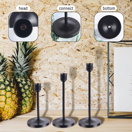 Flameless White Taper Candles Flickering, Flameless White Taper Candles Flickering with Black Metal Candle Holder 3pack Candlestick Holders, for Bathroom,… - size: 3pack taper's