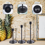 Flameless White Taper Candles Flickering, Flameless White Taper Candles Flickering with Black Metal Candle Holder 3pack Candlestick Holders, for Bathroom,… - size: 3pack taper's