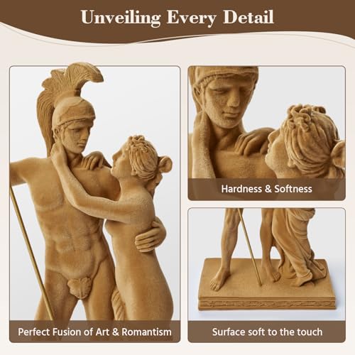 Velvet Flocked Statue Ares & Aphrodite, Flocked Sculpture Mythological Symbolism Figurine for Living Room, Bookshelf, Offices, Table Decor (Brown) - color: Ares & Aphrodite-brown