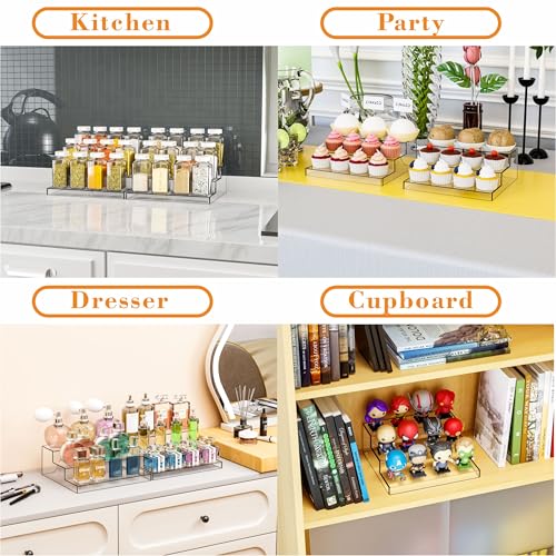 Yieach 3 Tiered Acrylic Display Stands for Cupcake Stand,Perfume Shelf Organizer,Figure and Funko Pop Display,No Installation,Clear Table Risers Display Stands for Collectibles,Makeup and Dessert,1PCS
