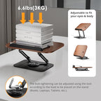 SupeDesk Book Stand for Reading, Adjustable Book Holder with 360° Rotating Bases, Foldable Designs, and Elastic Clips, Multifunctional Display Stand for Recipe, Cookbooks, Magazines, Tablets, Laptops - color: Dark Wood