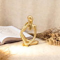 Abstract Gold Thinker Statue - Handcrafted Resin Sculpture, Modern Office Desk Home Decor for Bookshelf Coffee Table Living Room Dorm, Mother's Day Birthday Spring Gift for Men Women Art Collector