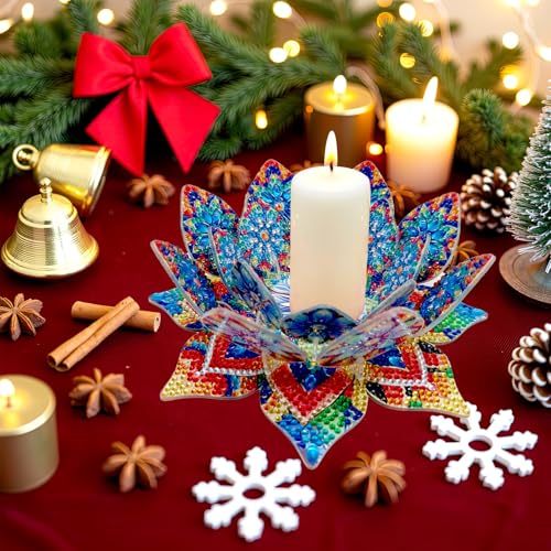 5D DIY Diamond Art Painting PVC Flower Candle Holders Tealight/Tea Light/Votive Candle Holder, for Table Centerpiece Home Décor Party Wedding Dinning-Flower04 - color: Flower04