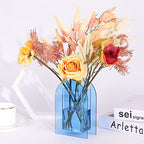 Blue Acrylic Vase, Modern Acrylic Geometric Wide Mouth Small vase, Blue Flower Vase for centerpieces Desk Flower Bud vase, for Living Room Table, Office, Wedding - color: Blue 2