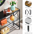 Hoctieon Industrial Console Table, 3 Tier Entryway Table, Hallway Table, Narrow Sofa Table with Shelves, Entrance Table for Entryway, Rustic Brown&Black - color: Rustic Brown & Black