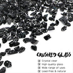 Crushed Glass for Resin Art - 3-6mm Black, 1.5lb | Broken Glass Pieces for Crafts, Vase Filler & Fire Pit Media - color: Black