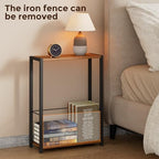 Homleke Narrow Side Table with Magazine Holder, Skinny End Table Perfect for Small Spaces, Space-Saving Design for Living Room, Bedroom, or Office, 7.1" D x 16.9" W x 23.6" H, Rustic Walnut - color: Rustic Walnut - Standard