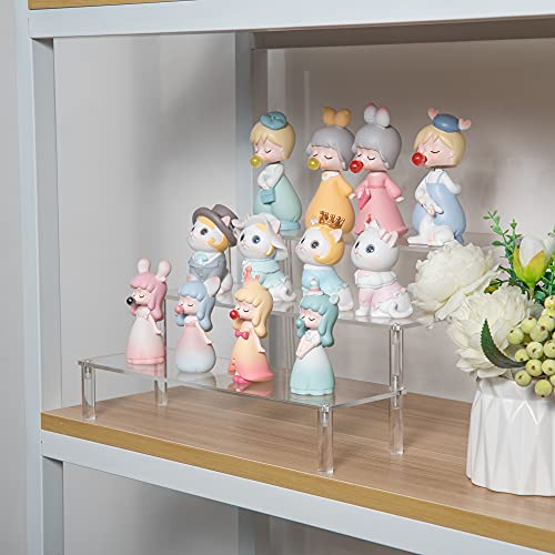 BYCY Acrylic 3-Tier Riser Display Shelf for Figurines, Desserts Holder, Collections Organizer and Cosmetic Items Shelf (3tier-Clear) - color: 3tier-clear