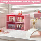 Vtopmart 4Pack Small Stackable Storage Drawers, Bathroom Makeup Organizer,Plastic Storage Bins For Vanity, Undersink, Kitchen Cabinet, Pantry, Home Organization(Pink) - style: 4pack-Pink