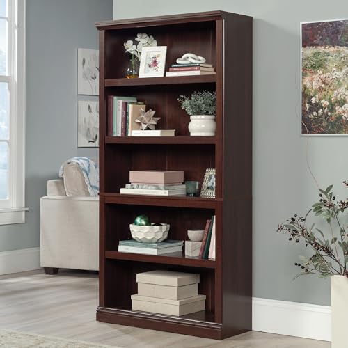 Sauder Miscellaneous Storage 5-Shelf Bookcase/ Book shelf, Select Cherry finish - color: Select Cherry Finish