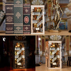 MiniCity DIY Book Nook Kit for Adults, 3D Wooden Puzzle Bookend Bookshelf Insert Decor with LED Light and Dust Cover (Law Library) - style: Law Library
