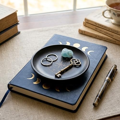 5.5inch Altar Ritual Plate Dish Stainless Steel Flat Bowl Round Metal Jewelry Tray Astrology Tarot Plate Ring Trinket Holder for Smudging Decoration Trays (Zodiac Black) - color: Zodiac Black