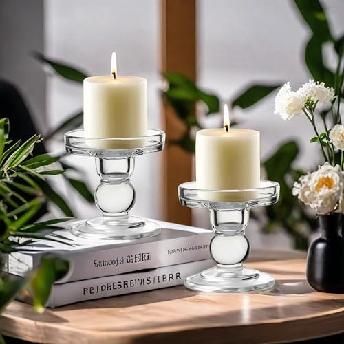 Glass Candle Holders for Pillar Candle, Unity Candle Holder Set of 3 for Wedding Ceremony Set, Candlestick Holder for Table or Home Decoration