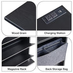 Narrow Side Table with Charging Station Slim End Table with Magazine Book Holder Organizer Rack & Storage Bag, Small Space Skinny Thin Nightstand Couch Sofa Bed Side Table for Bedroom, Living Room