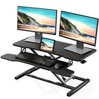 FITUEYES Height Adjustable Standing Desk 36” Wide Sit to Stand Converter Stand Up Desk Tabletop Workstation for Laptops Dual Monitor Riser Black SD309101WB - color: Black