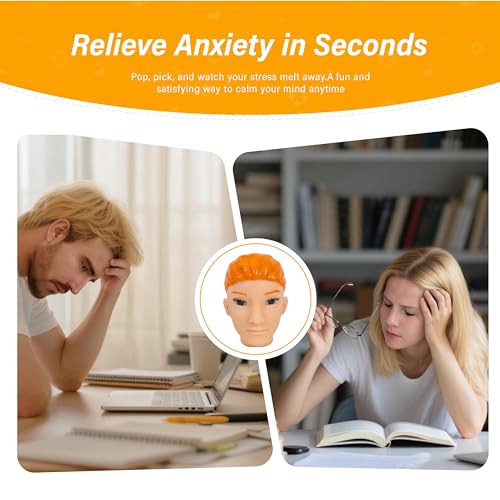 brenzo 2026 New Fidget Toy Big Head Doll with Ear Cleaning Feature – Pimple Popping Toys Style Stress Relief Sensory Toy for Anxiety, Reusable Funny Desk Toy for Adults-Yellow Hair - style: G-yellow