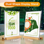 MaxGear L/T Shape Acrylic Sign Holder, 8.5 X 11 Clear Table Display Stand with Wooden Base, Flyer Menu Holder Photo Frames Paper Stand for Office, Wedding, Restaurants, Hotels 6 Pack - size: 8.5''x11'', style: 6 Pack