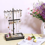 Meangood Jewelry Organizer Stand, 15.6" H Jewelry Tree Display Holder Stand for Bracelets Necklaces Earrings Rings, Gift for Women Girls (Black) - color: Black