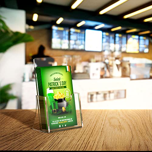 NIUBEE Acrylic Brochure Holder for 4’’ Trifold Pages, 50% Thicker Countertop Acrylic Literature Holder Plastic Flyer Display Stand for Magazine, Pamphlet, Booklets, Menu, Journals, 2 Pack - size: 4" x 6", style: 2 Pack