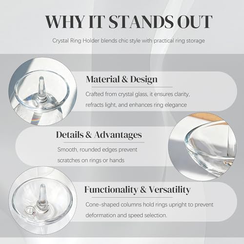 H&D HYALINE & DORA 4.1'' Round Ring Tray Glass Trinket Jewelry Tray Dish Small Ring Holder for Organizing Necklace Earrings Gifts for Mom Best Friend Sister, Clear - color: round shaped 4.1in-1pcs