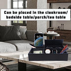 Zcaukya Men's Valet Tray, Jewelry Box Nightstand Organizer with 5 Compartments for Phone Keys Wallet Watch Glasses, Faux Leather Dresser Entryway Catchall Holder for Father's Day Gift (Black) - color: Black