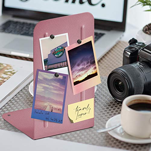 Acrimet Steel Metal Bookends for Shelves, Heavy Duty, for Large Books, 6 7/8" Tall X 4" Wide X 4 1/2" Deep, Pink Colored, 1 Pair - color: Pink