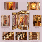 Book Nook Kit, Simple Booknook Bookend, Miniature Dollhouse House Kit for Beginner, DIY 3D Puzzle Model with LED Light and Dust Cover - Jesus Christ Church Cathedral - style: Cathedral