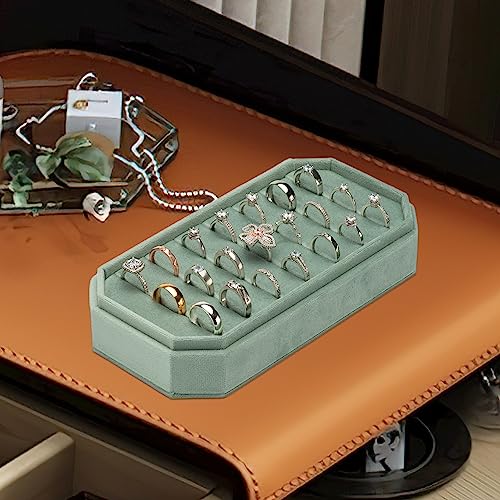 Velvet Ring Organizer Display Tray Jewelry Box Earring Holder Case for Wedding Birthday Christmas Day (Emerald Green) - color: Emerald Green
