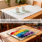 Hacaroa Set of 4 Tempered Glass Cutting Board, 10"x10" Small Square Chopping Board with Rubber Feet, Non-slip Placemat Tray for Kitchen Countertop, Shatter-Resistant, Clear