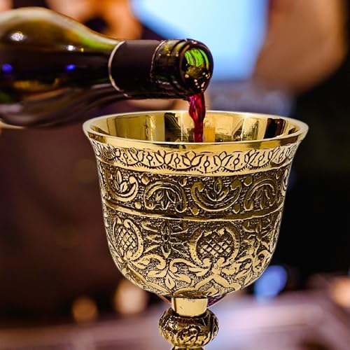ALADEAN Vintage Chalice Goblet | 1x Royal Wine Cups of King Arthur - Renaissance Medieval Goblet Gifts, Wedding Anniversary Ceremonial Drinkware Pack of 1pc (King Chalice) - style: King Chalice