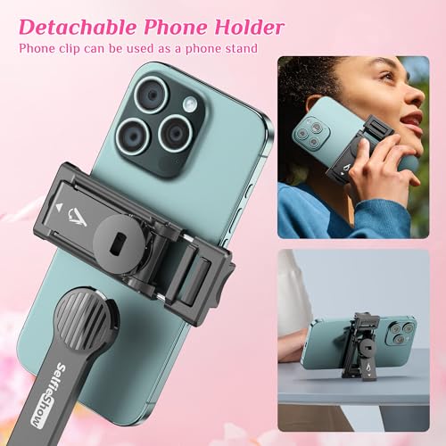Selfie Stick Tripod with Fill Light, All in One Extendable Selfie Stick with Detachable Wireless Remote, Flexible Phone Tripod Stand Compatible with iPhone/Galaxy, Compact Size & Lightweight - style: Black & With Light