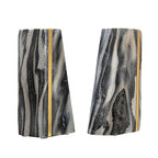 Main + Mesa Modern Marble Bookends with Brass Detail, Set of 2, Grey - color: Black
