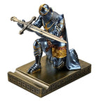 King's Guard Leader Cloak Warrior Knight Pen Holder Mobile Phone Stand, Ornament Knight Statue, Pen Stand Paperweight for Office and Home (Blue) - color: Blue