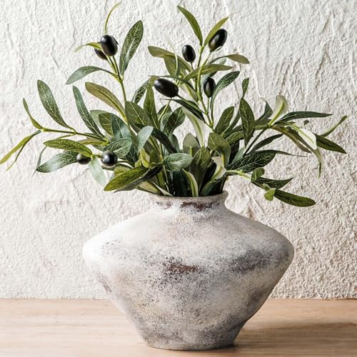 Ceramic Rustic Vase Black, YBX Small Ceramic Vase 5.6 Inches, Retro Distressed Textured Pottery Flower Vase, Decorative Farmhouse Vases for Home Decor, Centerpieces, Hallway, Shelf Decorations, Black - color: Retro Black-5.6"