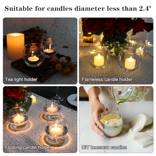 PINIWON Set of 12 Clear Glass Tealight Candle Holder, 2.6'' H x 3.1'' W, Round Votive Candle Holders Bulk, Small Bowl Candle Holder for Wedding Table Centerpiece Home Decor - size: Medium