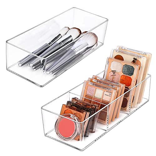 JessLab Acrylic Organizer, 2PK Cube Sections Makeup Organizer for Drawer, Makeup Organizer for Vanity, Countertop, Bathroom, Kitchen and Cabinet Storage(1+3 Compartment) - style: 1+3 Compartment
