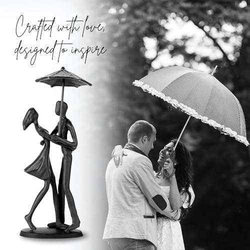 Sculptures Home Decor Couple Statue - Hand Crafted Sculptures for Living Room Romantic Figurines for Couple Metal Sculpture Art,Passionate Love Ornament for Valentines - style: Couple Statue Under Umbrella