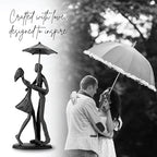 Sculptures Home Decor Couple Statue - Hand Crafted Sculptures for Living Room Romantic Figurines for Couple Metal Sculpture Art,Passionate Love Ornament for Valentines - style: Couple Statue Under Umbrella