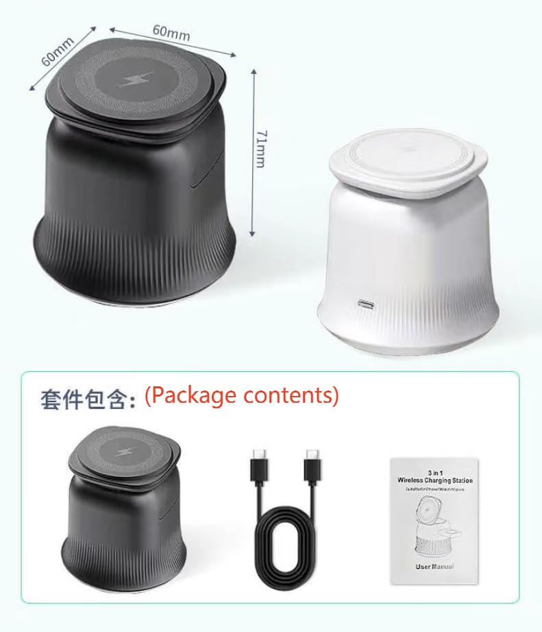 2026 3 in 1 Wireless Charging Station for Apple MagSafe Charger, 15W Fast Magnetic MagSafe Charger Stand for iPhone 17 16 15 14 13 12 Apple Watch AirPods Series (White), Gifts for Men - color: White