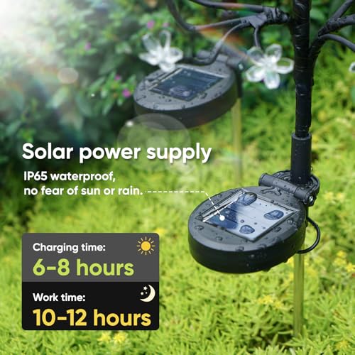 Solar Garden Lights Outdoor Waterproof,Garden Decor Solar Flowers For Outside Decorative,4Pack 2Modes Solar Powered Fairy Outdoor Decorations for Yard Patio Pathway, Gardening Gifts Mothers Day - color: Warm White, size: 4 Pack